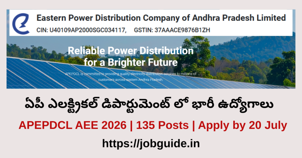 APEPDCL AEE Recruitment 2026 – 135 Assistant Executive Engineer Posts Notification Out